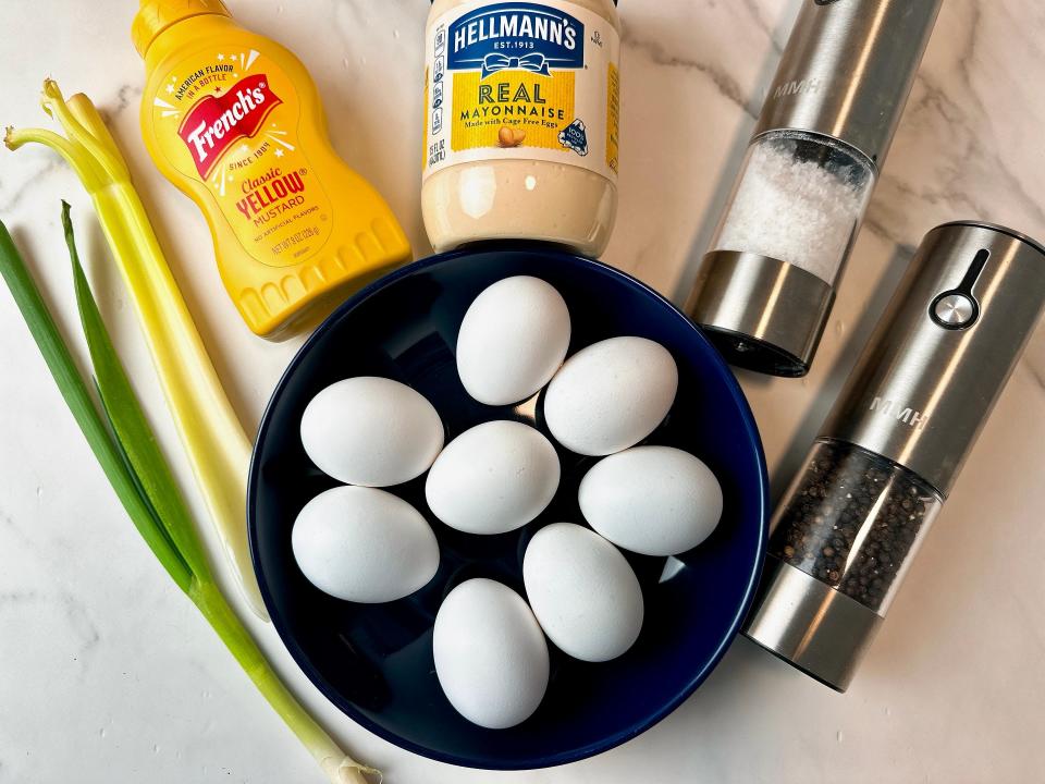 You only need six ingredients for egg salad.