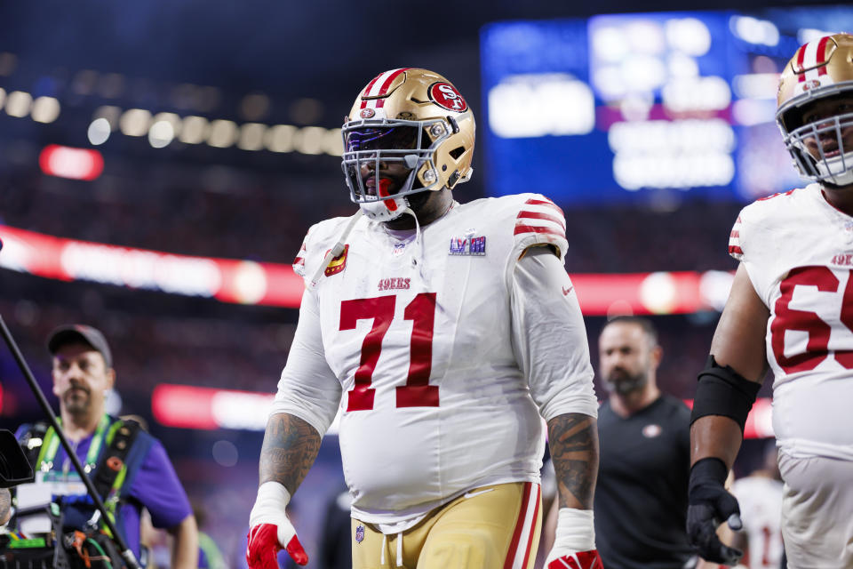 Trent Williams and the 49ers' offensive line could use some help in the NFL Draft. (Photo by Ryan Kang/Getty Images)