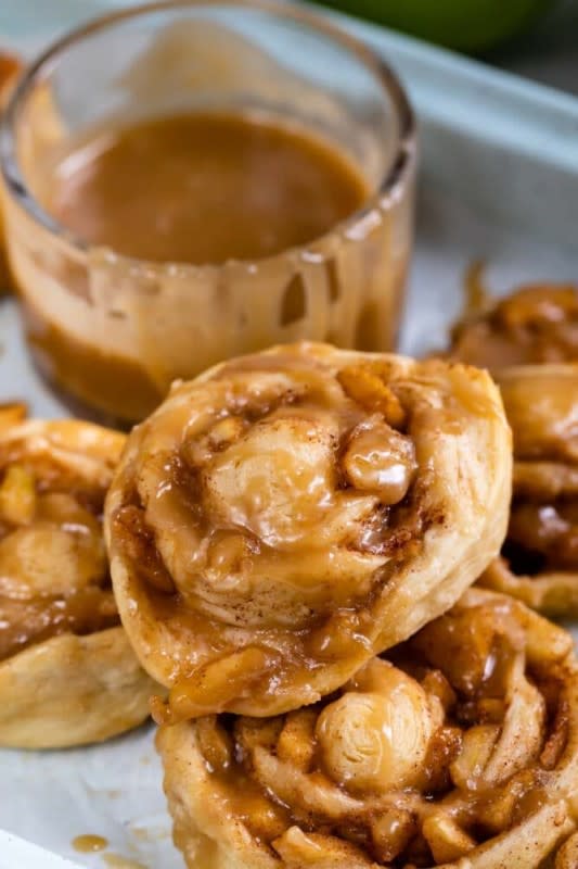 <p>Crazy For Crust</p><p>These caramel apple cinnamon rolls are filled with homemade cinnamon apple filling and topped with a caramel frosting that you’ll want to eat with a spoon! </p><p><strong>Get the recipe: <em><a href="https://www.crazyforcrust.com/easy-caramel-apple-cinnamon-rolls/" rel="nofollow noopener" target="_blank" data-ylk="slk:Easy Caramel Apple Cinnamon Rolls;elm:context_link;itc:0;sec:content-canvas" class="link ">Easy Caramel Apple Cinnamon Rolls</a></em></strong></p>