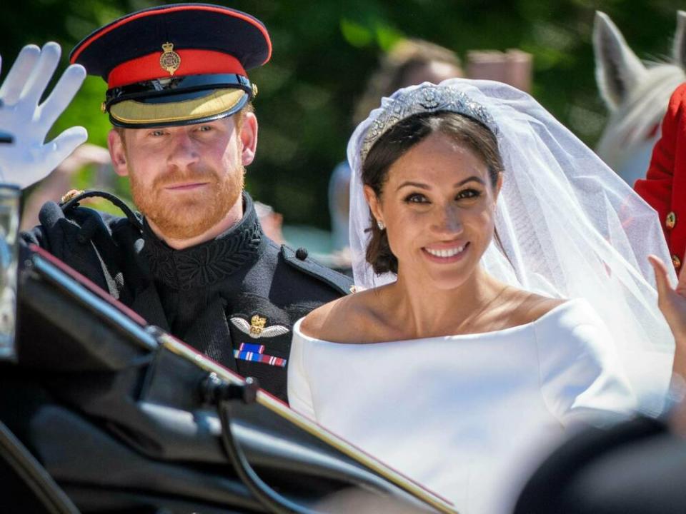 Herzogin Meghan und Prinz Harry bei ihrer großen Hochzeit 2018 (Bild: imago images/ZUMA Press)