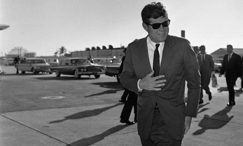 President John F Kennedy heads for Washington after a stopover in Florida in December 1961.