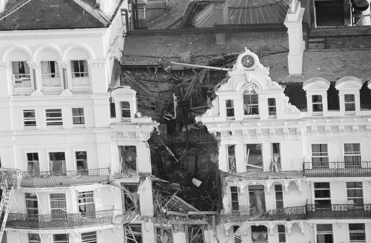 The Grand Hotel in Brighton after a bombing by the IRA, during the Conservative Party Conference, 12 October 1984 (Getty Images)