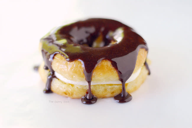 <strong>Get the <a href="http://www.thegunnysack.com/2013/05/chocolate-glazed-donut-whoopie-pie.html" target="_blank">Chocolate Glazed Donut Whoopie Pie recipe</a> by The Gunny Sack</strong>