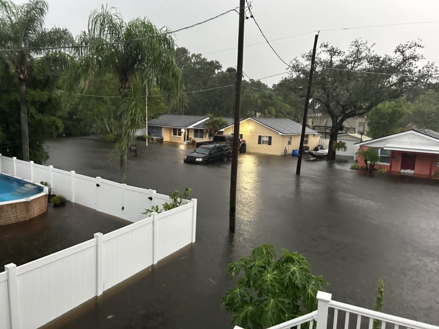 This Riverview neighborhood flooded after Hurricane Idalia. (WFLA)