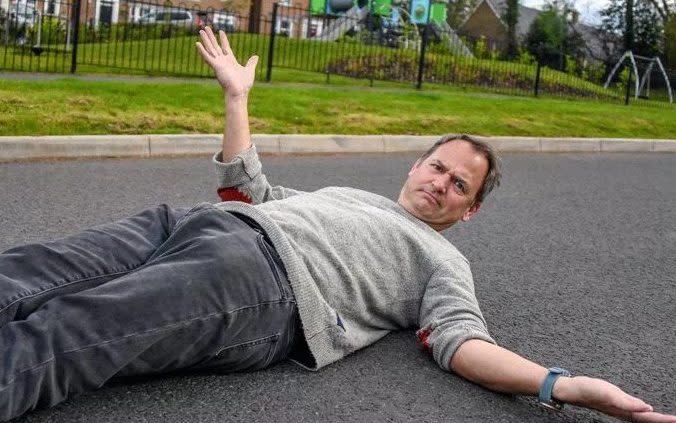 Ben Collins (The Stig) in Enterprise Avenue, Tiverton, which locals fear will be overrun by lorries if a landfill site goes ahead