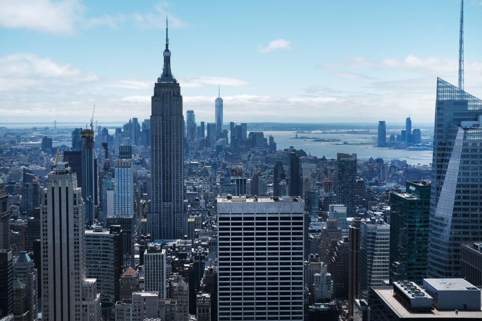 Buildings, both residential and commercial, give form to the iconic Manhattan skyline on June 13, 2019 in New York City.