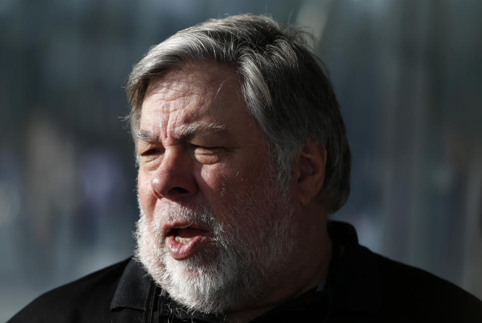 Steve Wozniak, co-founder of Apple, talks to people during a launch event in Cupertino, California, U.S., September 12, 2017. REUTERS/Stephen Lam