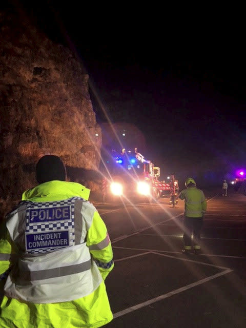 The pair were handed fines for non-essential travel after they were brought down from Cheddar Gorge in Somerset on Sunday. (SWNS)