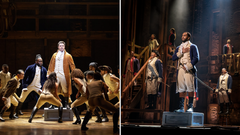 Australian production of Hamilton (left) and Hamilton national tour in 2022 (Photos: Daniel Boud and Joan Marcus) 