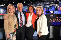 TORONTO, ON - SEPTEMBER 01: Sandie Rinaldo, Lloyd Robertson, Lisa LaFlamme and Pamela Wallin pose during Lloyd Robertson's final broadcast for CTV News after 35 years as the national anchor and as North America's longest serving national news anchor at CTV National News HQ Building on September 1, 2011 in Toronto, Canada. (Photo by George Pimentel/Getty Images)