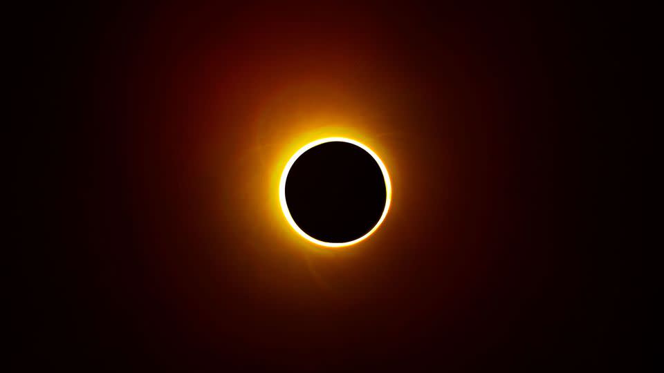 A "ring of fire" can be seen around the moon during an annular eclipse visible from Chiayi in southern Taiwan on June 21, 2020. - Alberto Buzzola/LightRocket/Getty Images