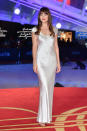 <p>Clad in a silvery, form-fitting dress by Bevza, the American star demonstrated the art of festive party dressing on the red carpet in Morocco. <em>[Photo: Getty]</em> </p>
