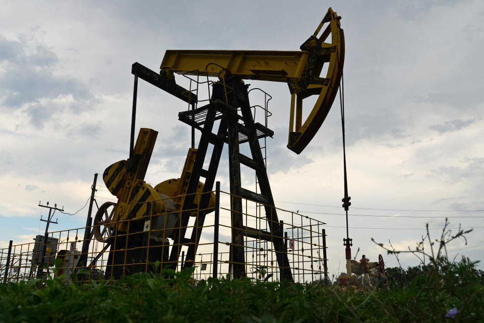 KRASNODAR TERRITORY, RUSSIA - JULY 17, 2020: A pumpjack at the Levkinskoye oil field. Igor Onuchin/TASS (Photo by Igor Onuchin\TASS via Getty Images)