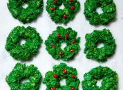 <p>Deck the halls! It's time to get your Christmas wreaths out. And we're not talking the kind you hang on the door. No, it's time to make a batch of cornflake wreaths! Perfect for lovers of <a href="https://www.delish.com/cooking/recipe-ideas/a27044914/rice-krispies-treats-recipe/" rel="nofollow noopener" target="_blank" data-ylk="slk:Rice Krispies treats;elm:context_link;itc:0;sec:content-canvas" class="link ">Rice Krispies treats</a>, these <a href="https://www.delish.com/holiday-recipes/christmas/g2177/easy-christmas-cookies/" rel="nofollow noopener" target="_blank" data-ylk="slk:Christmas cookies;elm:context_link;itc:0;sec:content-canvas" class="link ">Christmas cookies</a> are as simple as they are delicious.</p><p>Get the <strong><a href="https://www.delish.com/cooking/recipe-ideas/a41412163/cornflake-wreaths-recipe/" rel="nofollow noopener" target="_blank" data-ylk="slk:Cornflake Wreaths recipe;elm:context_link;itc:0;sec:content-canvas" class="link ">Cornflake Wreaths recipe</a></strong>.</p>