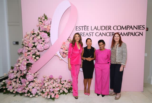 <p>Kevin Mazur/Getty</p> Elizabeth Hurley, Dr. Lisa A. Newman, Sadia H. Zapp and Dr. Dorraya El-Ashry for Estée Lauder Companies Breast Cancer Campaign event