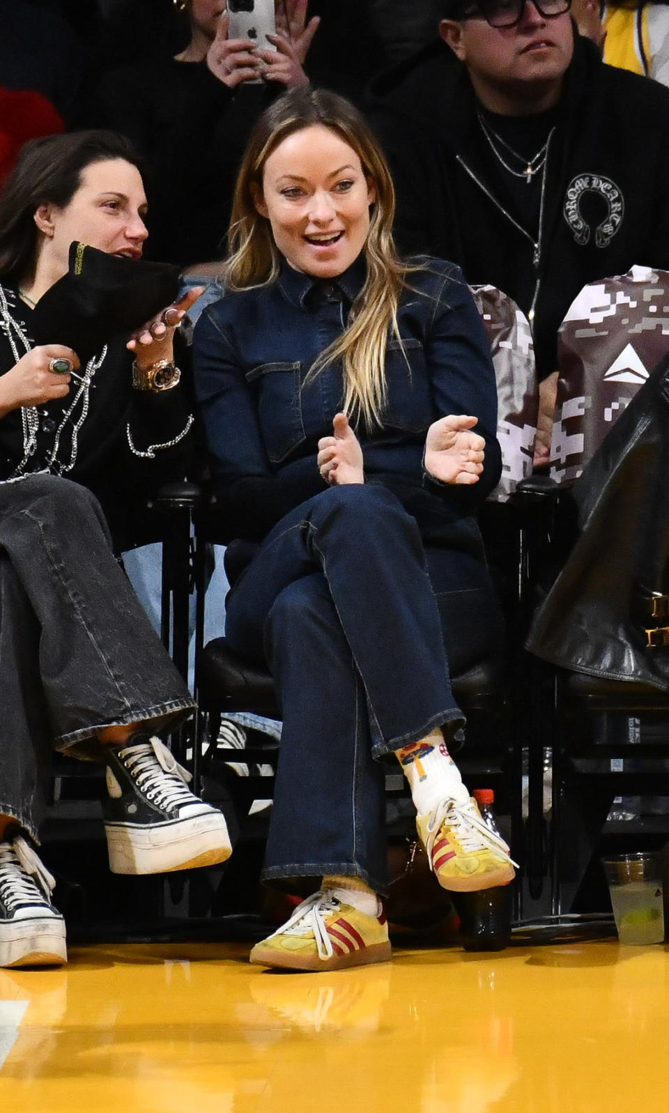 LOS ANGELES, CALIFORNIA - NOVEMBER 12: Olivia Wilde attends a basketball game between  the Los Angeles Lakers and the Portland Trail Blazers at Crypto.com Arena on November 12, 2023 in Los Angeles, California. NOTE TO USER: User expressly acknowledges and agrees that,  by downloading and or using this photograph,  User is consenting to the terms and conditions of the Getty Images License Agreement. (Photo by Allen Berezovsky/Getty Images)