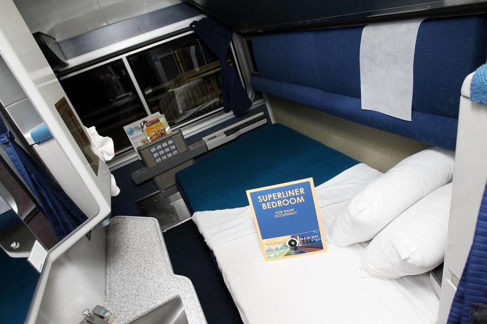 An Amtrak Superliner bedroom.