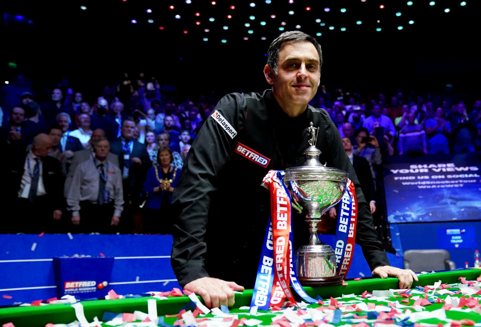 England's Ronnie O'Sullivan after beating England's Judd Trump during day seventeen of the Betfred World Snooker Championship at The Crucible, Sheffield. Picture date: Monday May 2, 2022. (Photo by Zac Goodwin/PA Images via Getty Images)