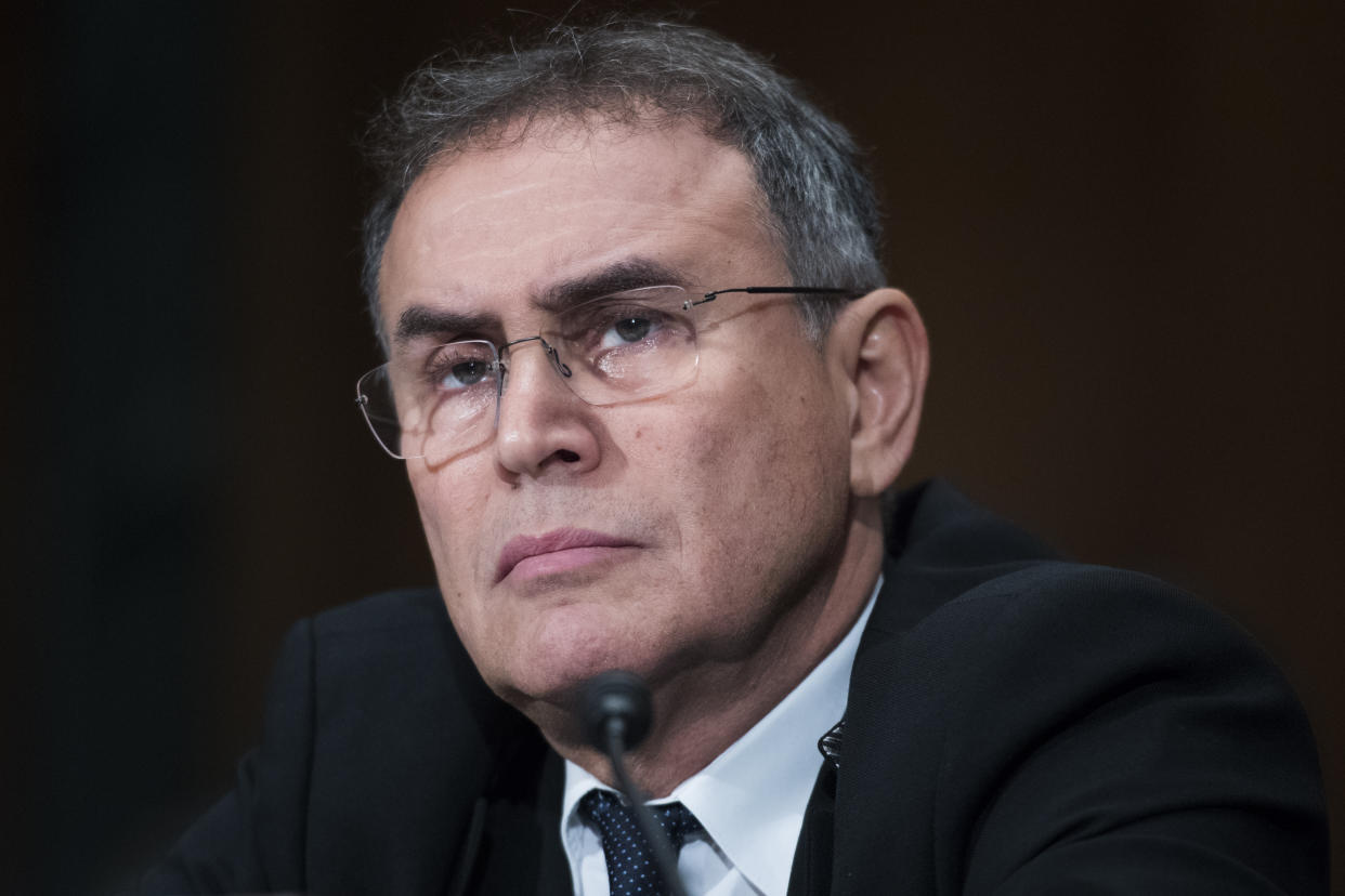 Dr. Nouriel Roubini testifies during a Senate Banking Committee hearing titled 