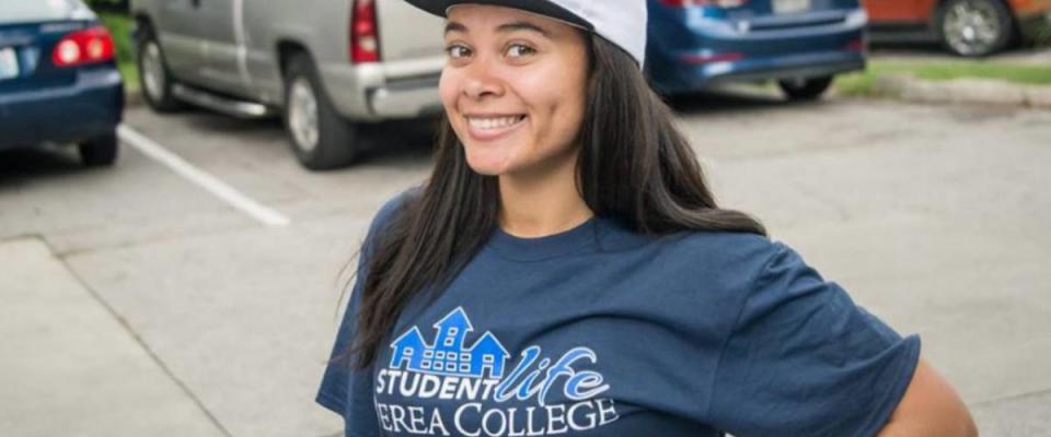 Student celebrating student life at Berea College