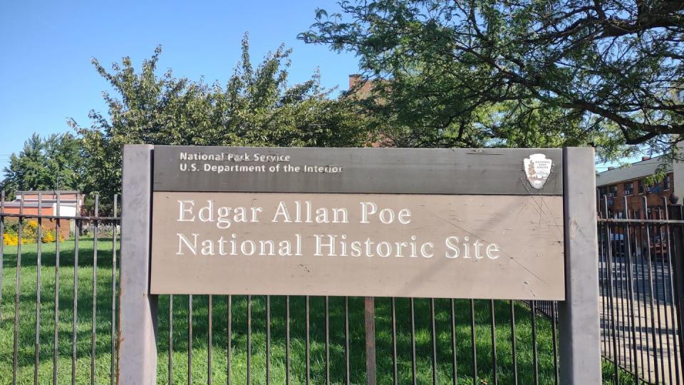 sign outside the edgar allan poe national historic site