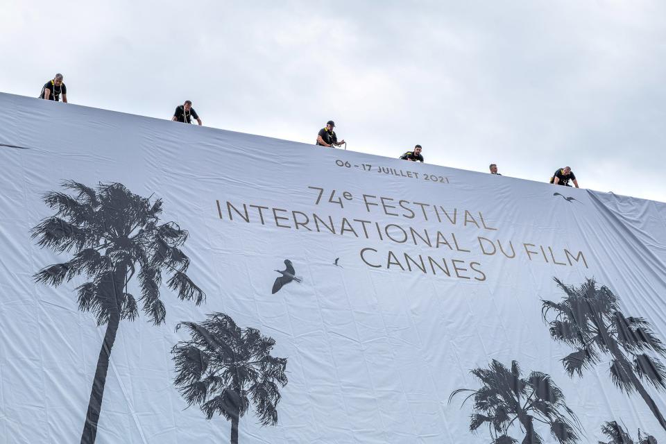 The Poster For The 74th Annual Cannes Film Festival Is Installed At The Palais Des Festival