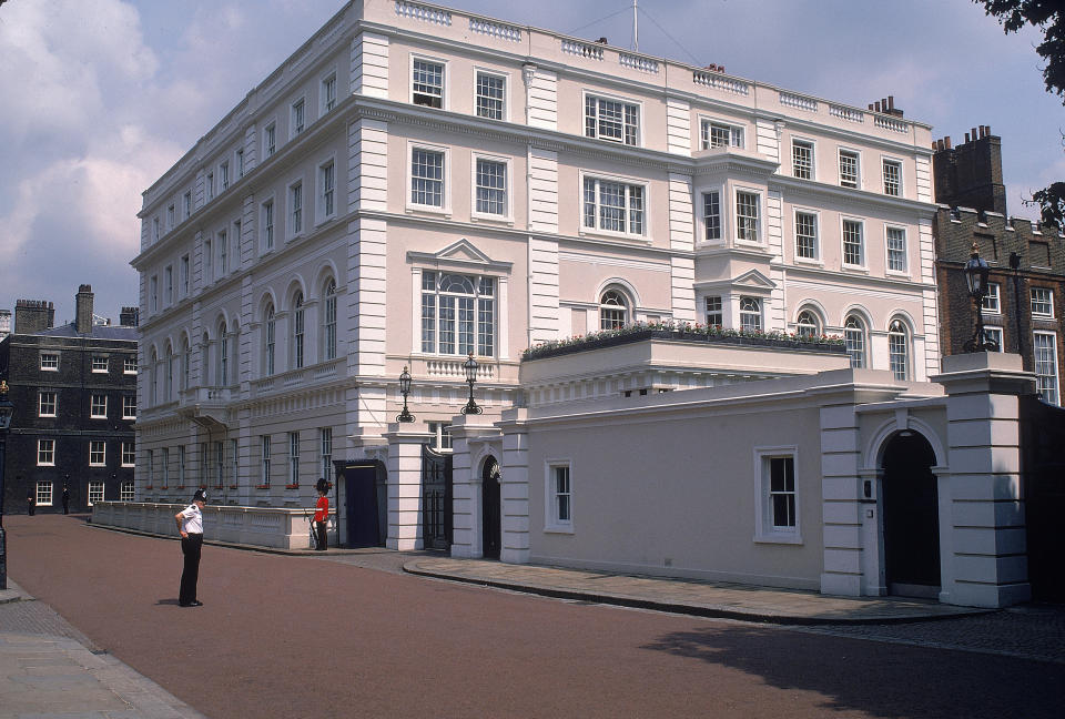 UNITED KINGDOM - 1982:  Exterior of Clarence House, home of the Prince of Wales.  (Photo by Joe Schilling/The LIFE Images Collection via Getty Images/Getty Images)