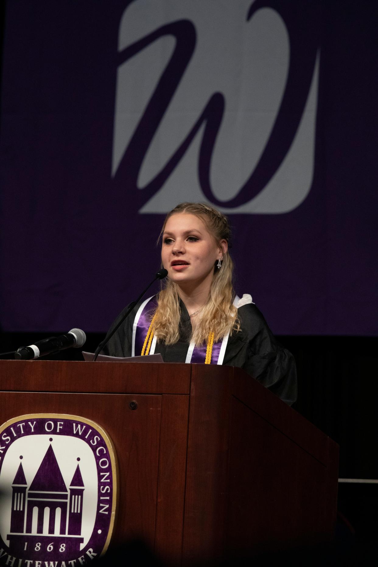 Hollyn Peterson was the student speaker at her college graduation at the University of Wisconsin-Whitewater. She survived cancer three times as a child and is now working toward an art career.