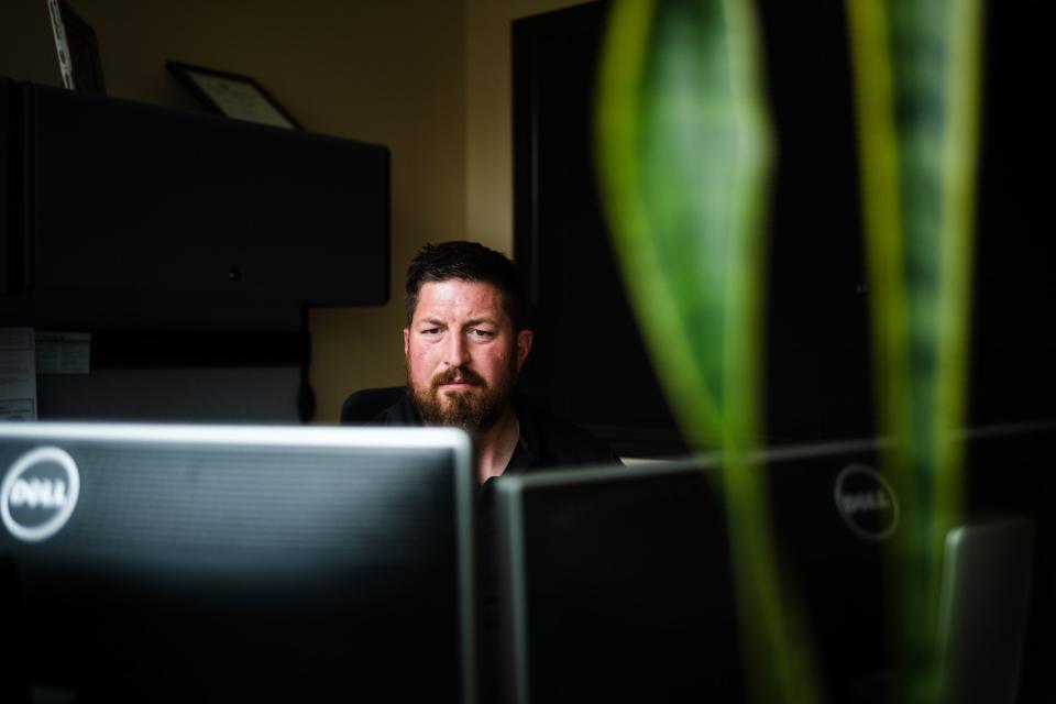 Joshua Riddle, a counselor for the state Office of Rehabilitation Services and a graduate of Utah State University’s rehabilitation counseling program, poses for a portrait at his office in Logan on Thursday, May 18, 2023. | Ryan Sun, Deseret News