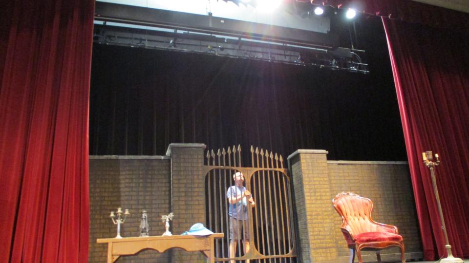 Janet Schlapkohl and her crew set up for Combined Effort Theatre's first radio play, "Children of the Moors," in 2019.