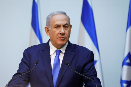 Israeli Prime Minister Benjamin Netanyahu speaks at the Knesset, Israel's parliament, in Jerusalem December 19, 2018. REUTERS/Amir Cohen