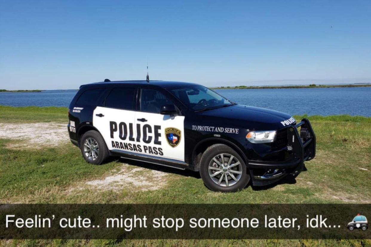 Law enforcement officials have been taking part in the #FeelingCute challenge. (Photo: Aransas Pass Police Department via Facebook)