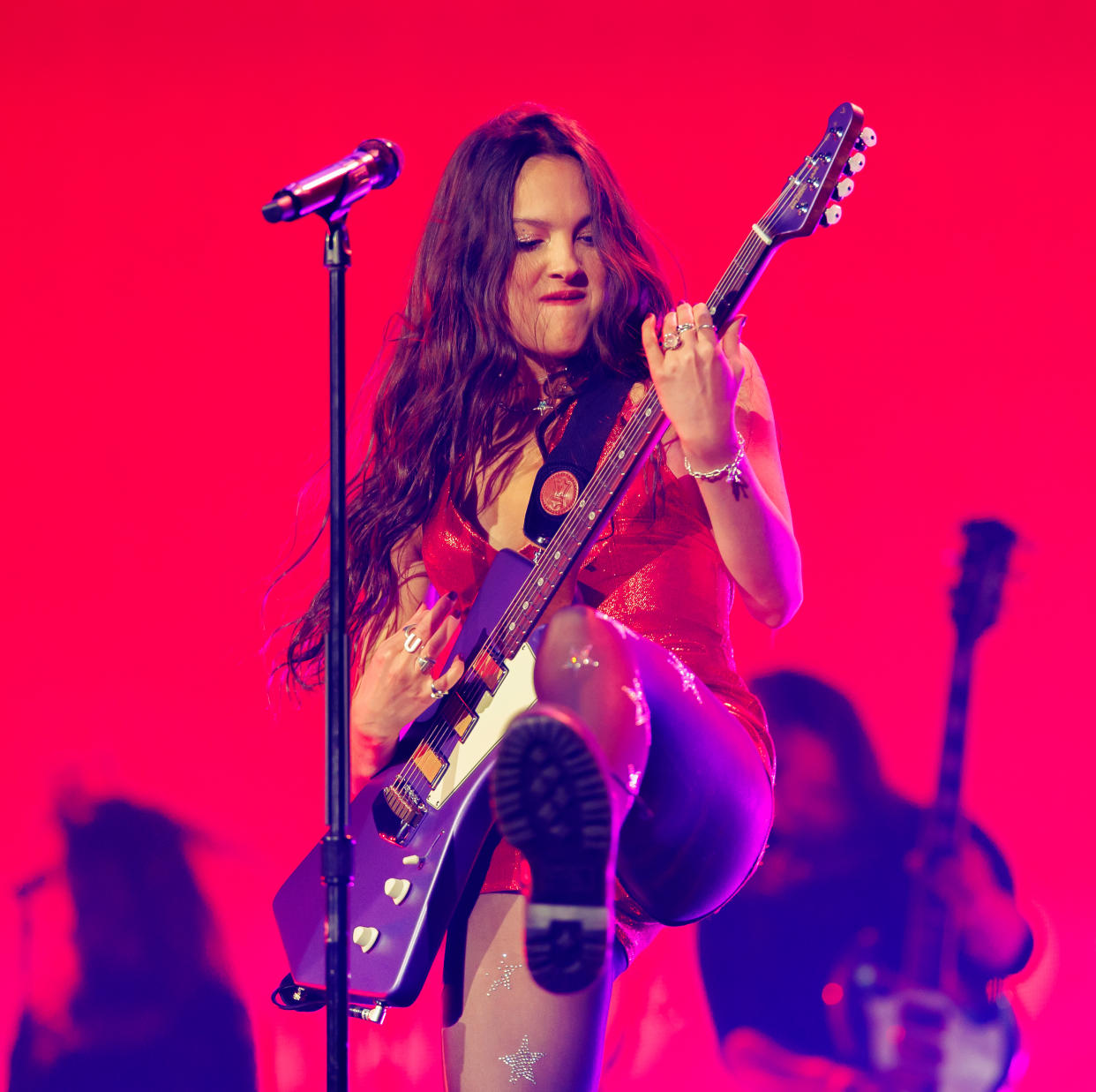 Olivia Rodrigo performs onstage for the kick off of GUTS World Tour at Acrisure Arena on February 23, 2024 in Palm Springs, California.