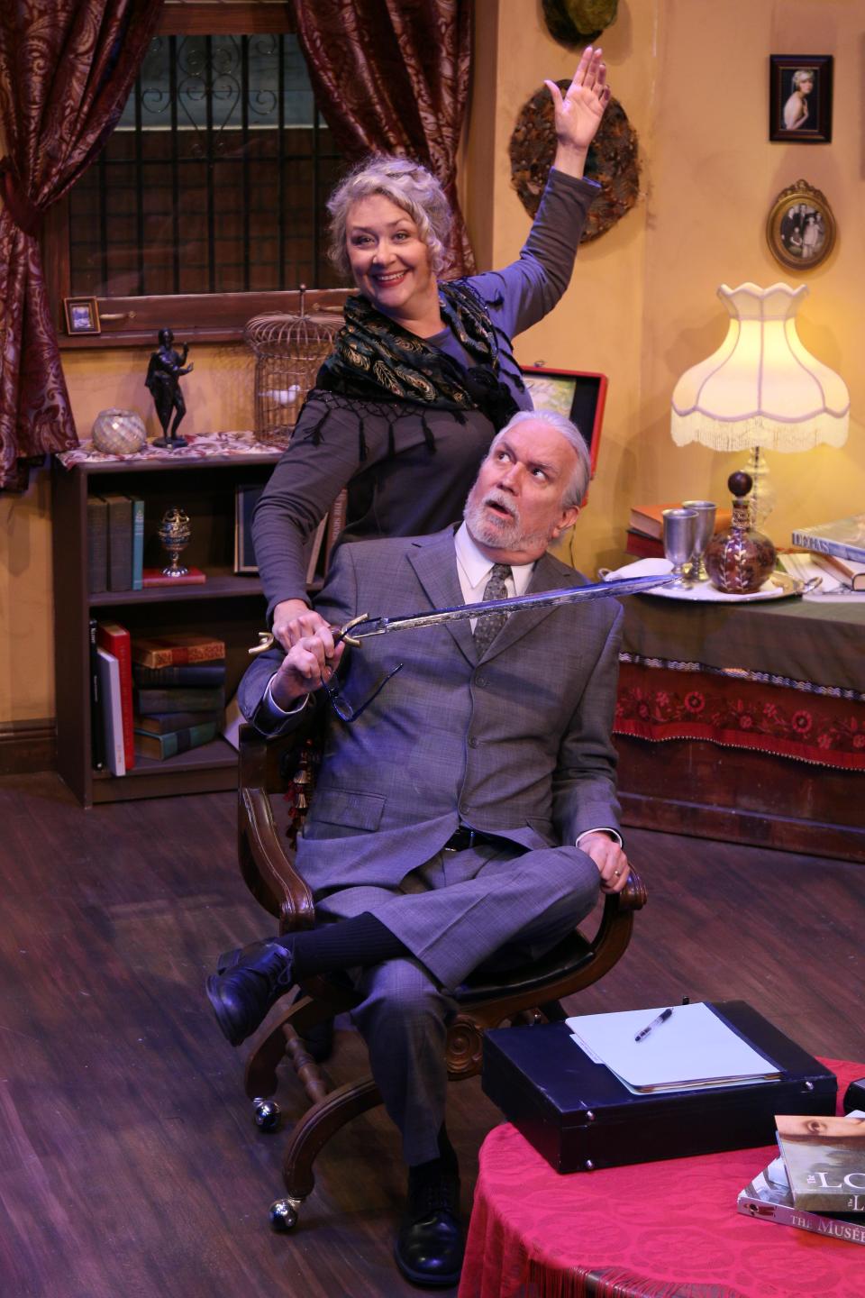 Bobbie Letmon plays "Lettice Douffet" and Terrence Girard plays "Mr. Bardolph" in the comedy "Lettice and Lovage," on stage at Melbourne Civic Theatre through Feb. 19, 2023. Visit mymct.org.