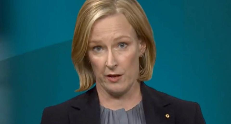 Leigh Sales is pictured announcing she will be leave the ABC's 7.30 program after 12 years.