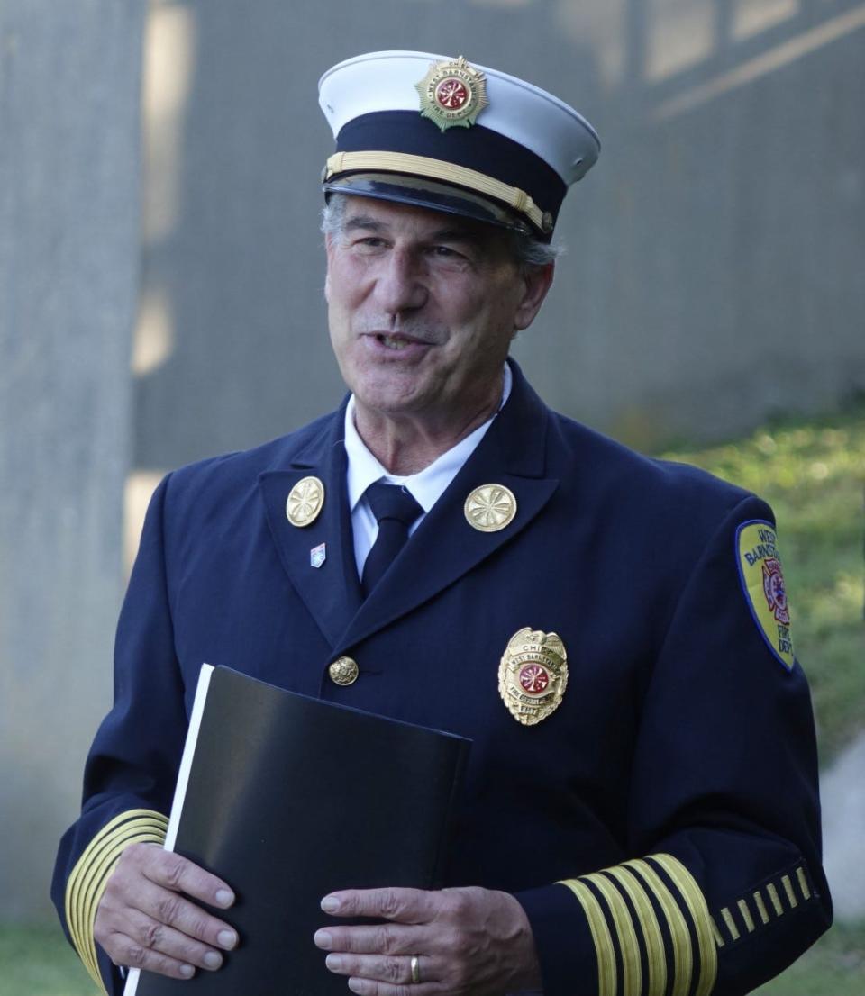 West Barnstable Fire Chief Joe Maruca at the Flag Day event June 14 in West Barnstable.