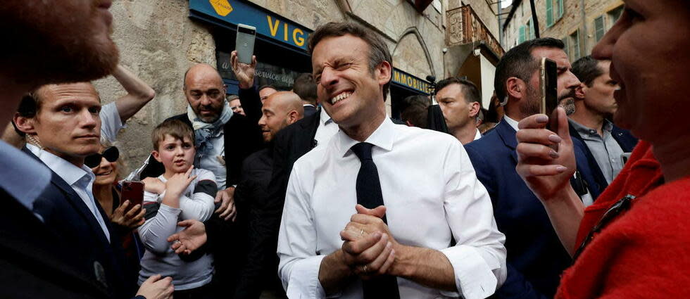 Emmanuel Macron pendant la campagne présidentielle, au printemps 2022.  - Credit:BENOIT TESSIER / POOL / AFP