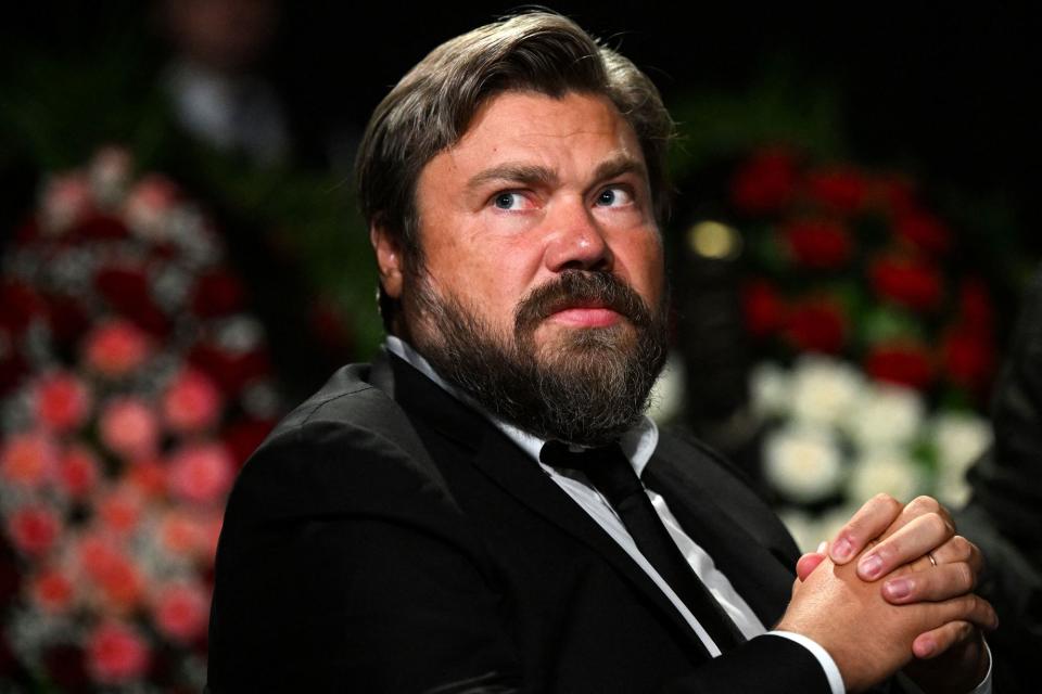 Russian oligarch Konstantin Malofeev attends a farewell ceremony for ultra-nationalist propagandist Daria Dugina in Moscow. The U.S. Attorney General said on Feb. 3 that he had authorized the U.S. to use seized Russian money to aid Ukraine with assets confiscated from Malofeev after his indictment on sanctions evasions in April. (Photo by KIRILL KUDRYAVTSEV/AFP via Getty Images)