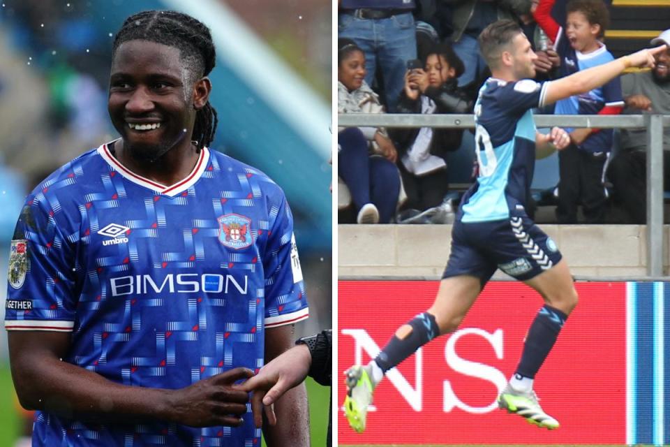 Can Joshua Kayode, left, help Carlisle sign off with a win - or will Luke Leahy and Wycombe, left, do the double over the Blues? <i>(Image: Barbara Abbott)</i>