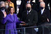 <p>Kamala Harris is <a href="https://people.com/politics/vice-president-kamala-harris-inauguration-speech-2021/" rel="nofollow noopener" target="_blank" data-ylk="slk:sworn in as Vice President of the United States;elm:context_link;itc:0;sec:content-canvas" class="link ">sworn in as Vice President of the United States</a>. </p>