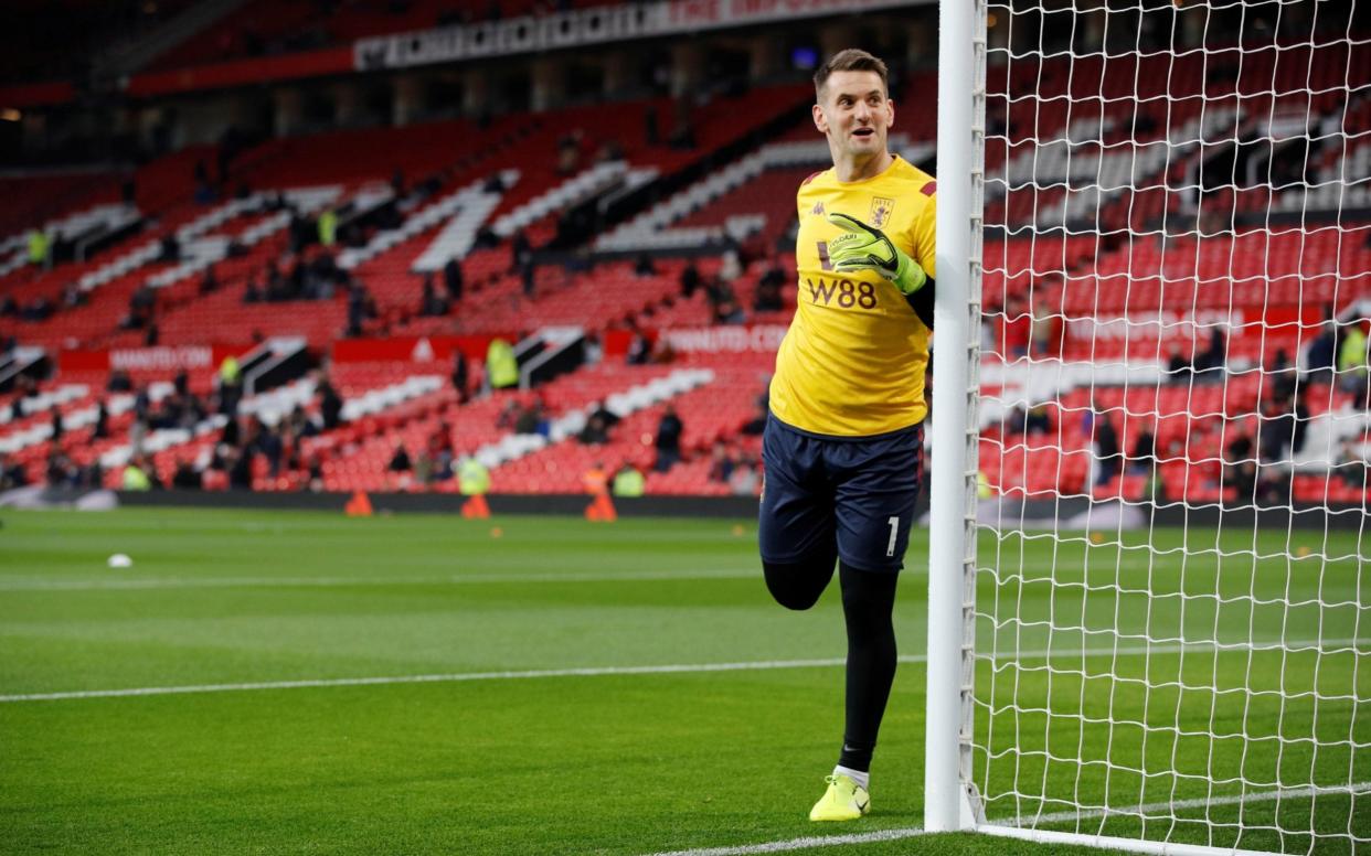 Aston Villa's Tom Heaton during the warm up before the match against Manchester United  -  REUTERS/Phil Noble