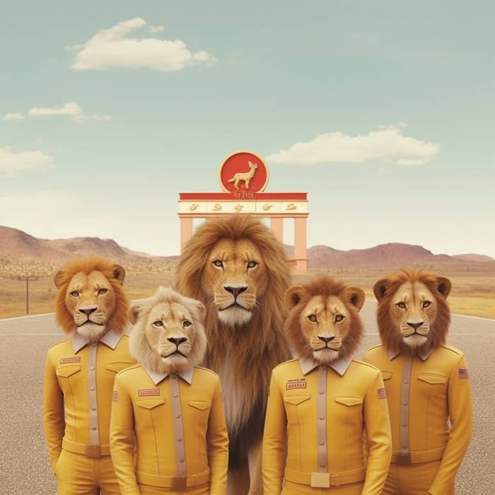 Rendering of "The Lion King" as a Wes Anderson film