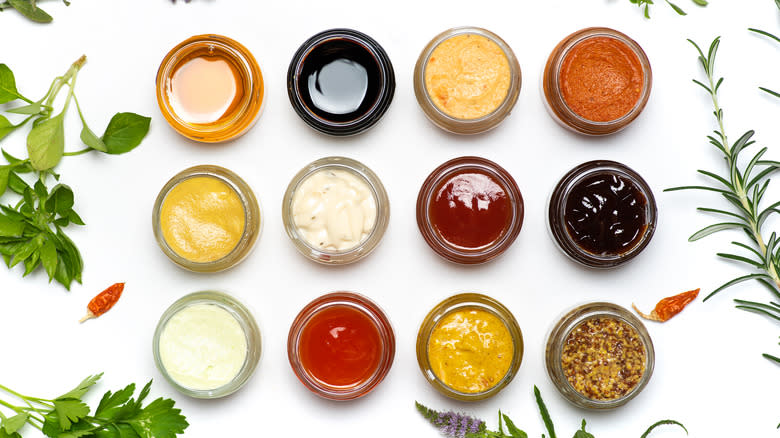 Various ramekins of sauces