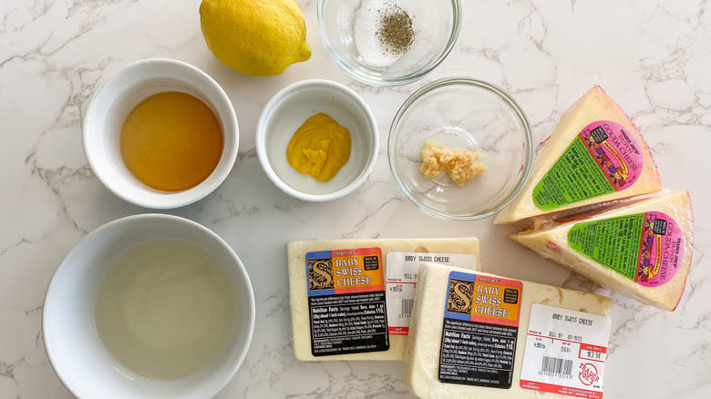 Ingredients for cheese fondue