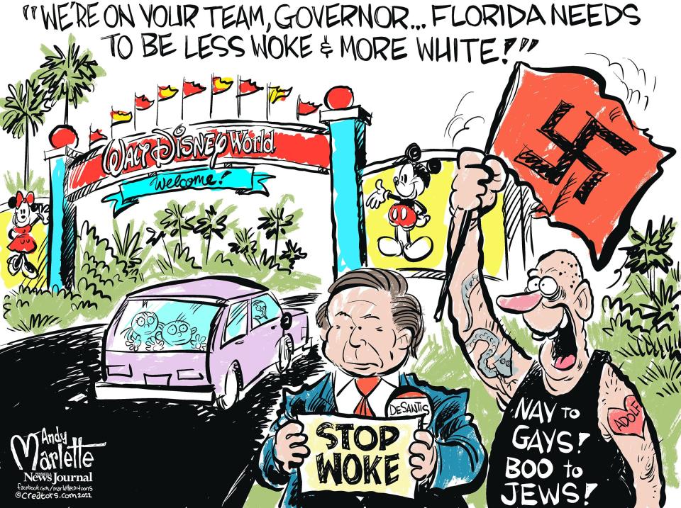 Florida cartoon: Nazis join DeSantis in protest of Disney