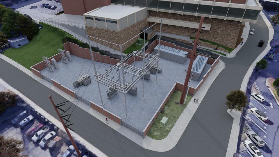 Concept images of the aerial overview of a proposed Rankin Avenue substation rebuild.