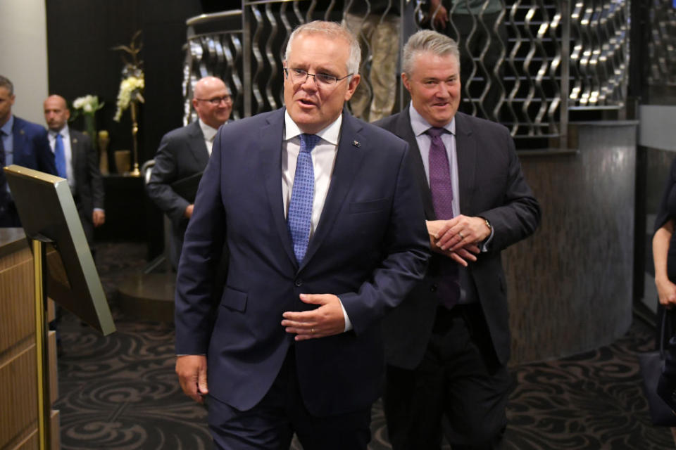 Scott Morrison, Australia's prime minister, arrives at the National Press Club in Canberra, Australia, on Monday, Feb. 1, 2021. "We remain committed to engagement with China," Morrison said.<span class="copyright">Mark Graham/Bloomberg via Getty Images</span>