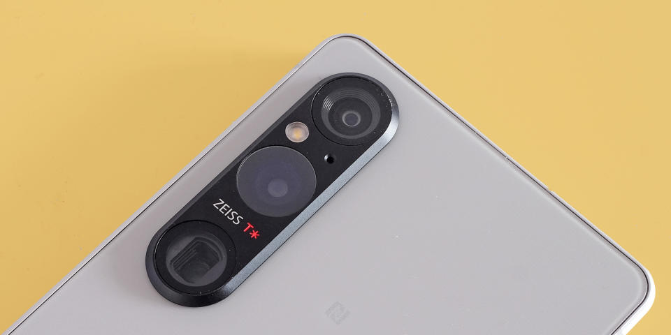 A close up of the cameras on a Sony Xperia 1 V