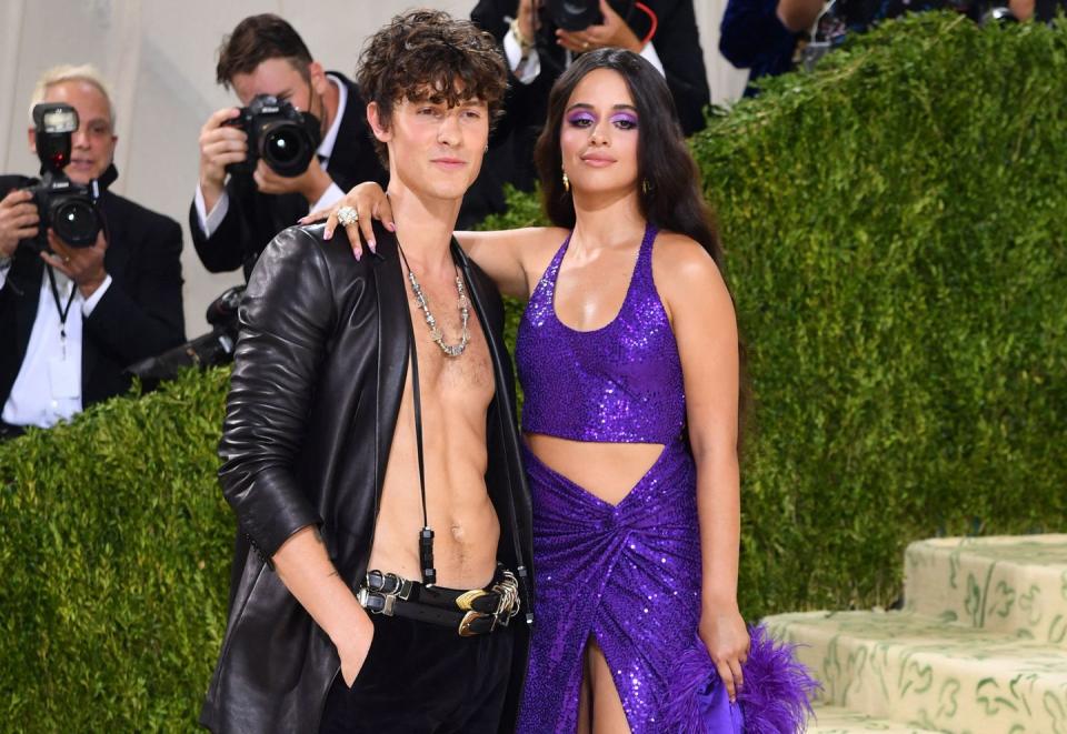 canadian singer shawn mendes and cuban american singer camila cabello arrive for the 2021 met gala at the metropolitan museum of art on september 13, 2021 in new york this years met gala has a distinctively youthful imprint, hosted by singer billie eilish, actor timothee chalamet, poet amanda gorman and tennis star naomi osaka, none of them older than 25 the 2021 theme is in america a lexicon of fashion photo by angela weiss afp photo by angela weissafp via getty images