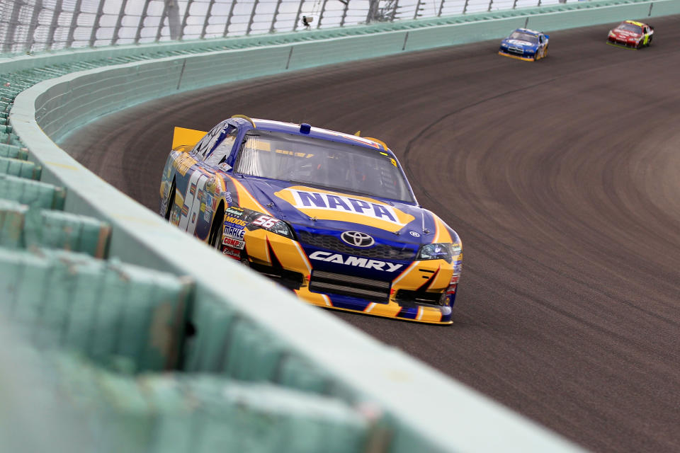 HOMESTEAD, FL - NOVEMBER 20: Martin Truex Jr., drives the #56 NAPA Auto Parts Toyota, during the NASCAR Sprint Cup Series Ford 400 at Homestead-Miami Speedway on November 20, 2011 in Homestead, Florida. (Photo by Chris Trotman/Getty Images for NASCAR)